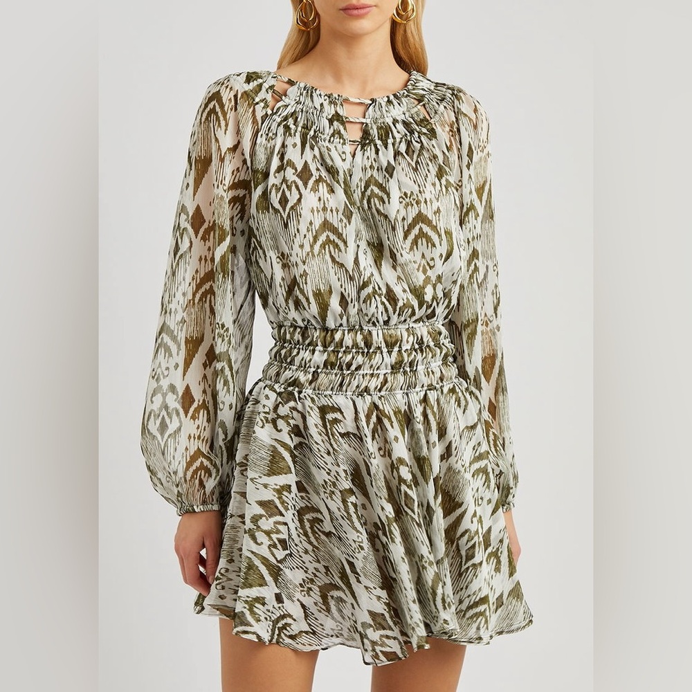 MISA Mercy Printed Chiffon Mini Dress Size Small